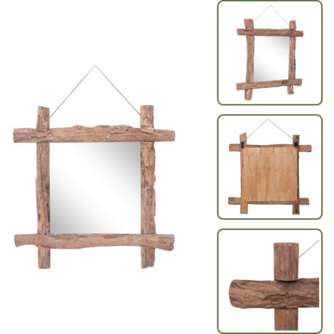 Legno di teak naturale - vidaXL Specchio con Tronchi Naturale 70x70 cm in Teak di Recupero - Specchio rustico