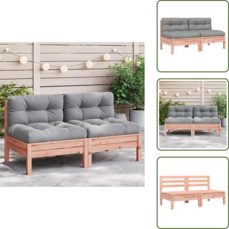 Legno Douglas - vidaXL Divani Giardino Senza Braccioli con Cuscini 2 pz Legno Douglas - Design a doghe