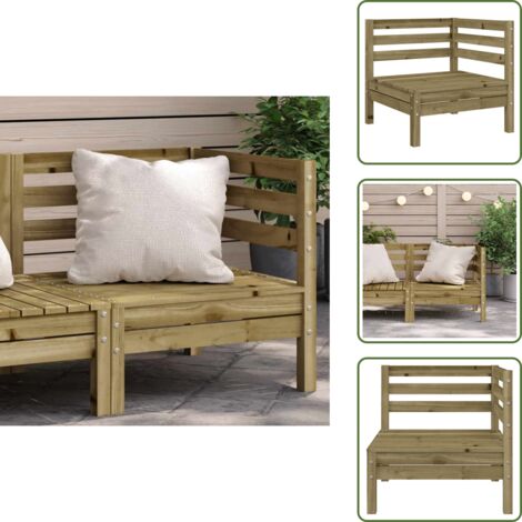 Legno impregnato - vidaXL Divano Angolare da Giardino in Legno di Pino Impregnato - Design a doghe
