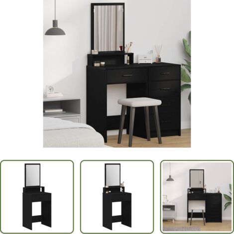 Legno ingegnerizzato -  Tavolo da Trucco Rovere Nero 50 x 41 x 140 cm Legno multistrato