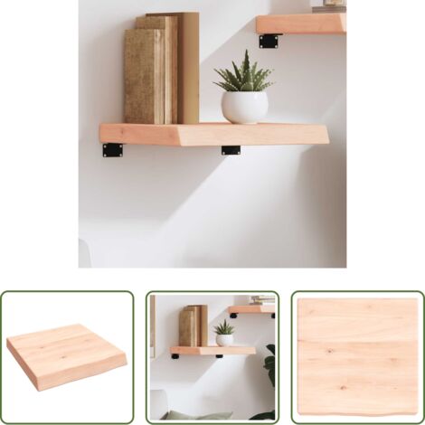 Legno massello - Ripiano a Parete 40x40x(2-6) cm Massello Rovere Non Trattato