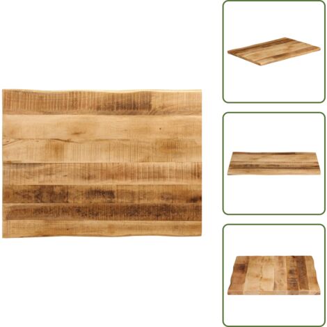 Legno massello - vidaXL Piano Tavolo Bordi Vivi 80x60x3,8cm Legno Massello Mango Grezzo - Bordi vivi