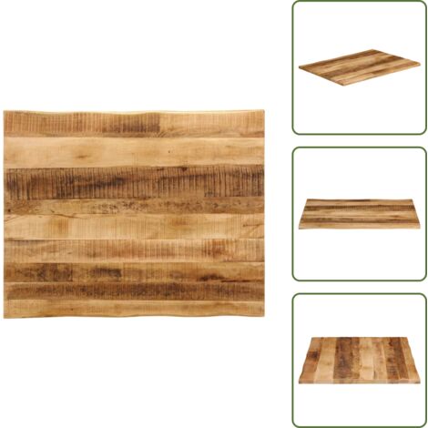 Legno massello - vidaXL Piano Tavolo Bordi Vivi 90x80x3,8cm Legno Massello Mango Grezzo - Bordi vivi