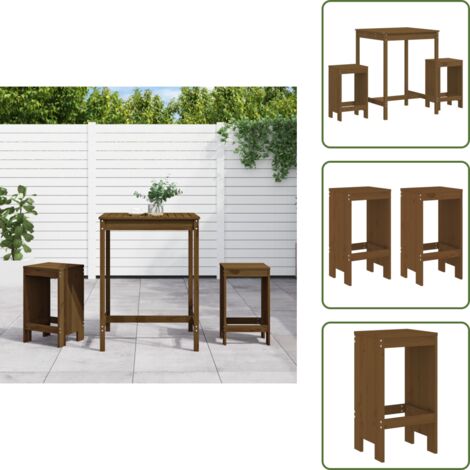 Legno massello - vidaXL Set Bar da Giardino 3 pz ambra in Legno Massello di Pino - Bar in legno