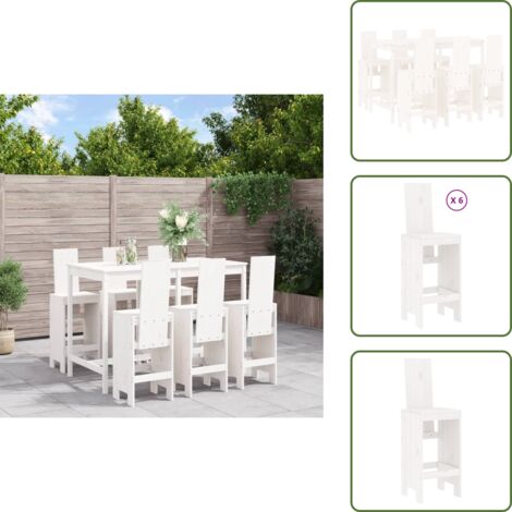 Legno massello - vidaXL Set Bar da Giardino 7 pz Bianco in Legno Massello di Pino - Bar in legno