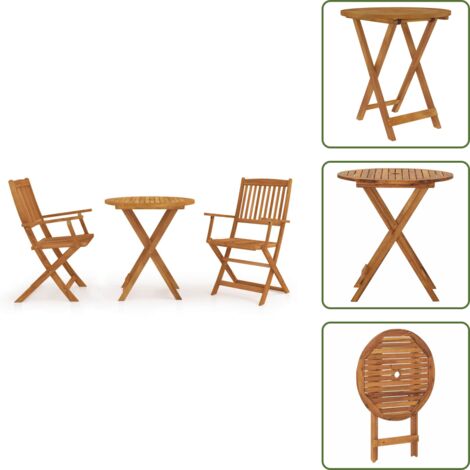 Legno massello - vidaXL Set da Pranzo da Giardino 3 pz Pieghevole in Massello di Acacia - Pranzo all'aperto