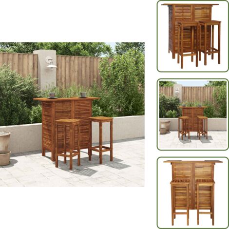 Legno massello - vidaXL Set Tavolo e Sedia da Bar 3 pz in Legno Massello di Acacia - Acacia