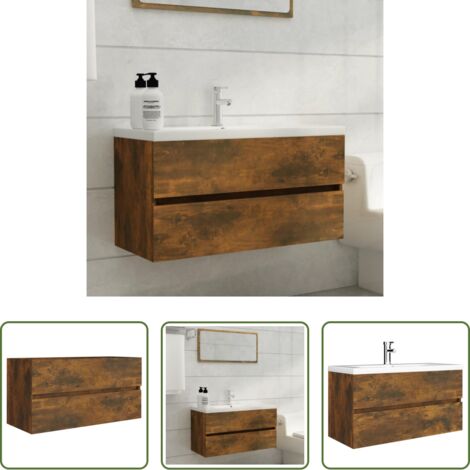 Legno multistrato -  Mobile Sottolavabo Rovere Fumo 90x38,5x45 cm Legno Multistrato