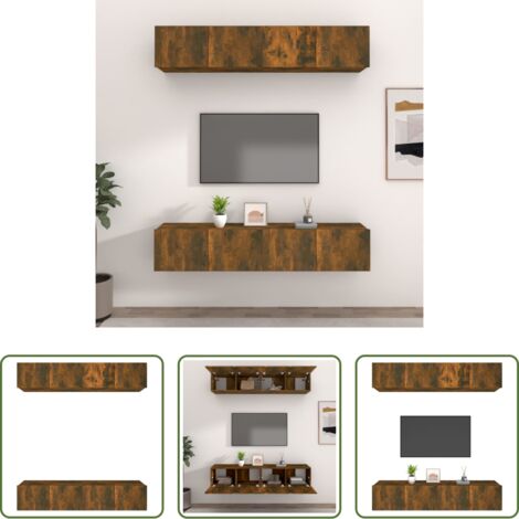 Legno multistrato -  Mobili TV 4 pz Rovere Fumo 80x30x30 cm in Legno Multistrato