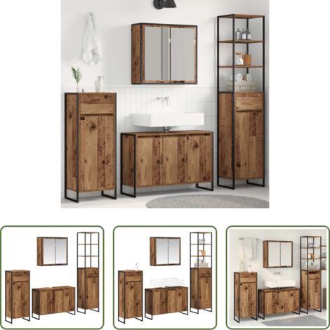Legno multistrato -  Set di mobili per il bagno Legno vecchio Legno multistrato