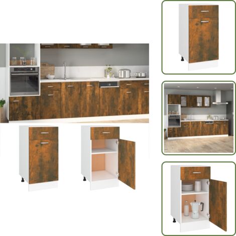 Legno multistrato - vidaXL Mobile con Cassetto “Lyon” Rovere Fumo 40x46x81,5 cm - Spazio per oggetti