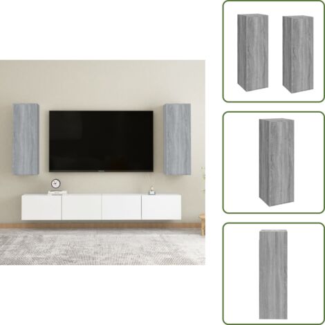 Legno multistrato - vidaXL Mobili TV 2 pz Grigio Sonoma 30,5x30x90 cm in Legno Multistrato - Mobili in legno
