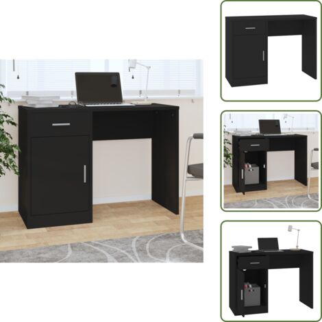 Legno multistrato - vidaXL Scrivania Cassetto Nero 100x40x73cm Legno Multistrato - Scrivania nero