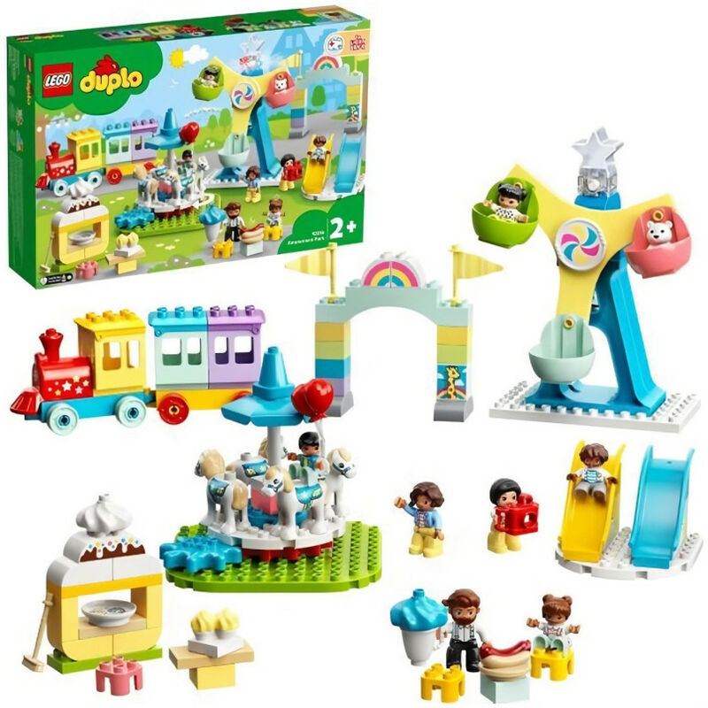 LEGO 10956 DUPLO Town Le parc d'attractions Jouet Enfant 2+ ans avec Train, Carrousel et Grande Roue