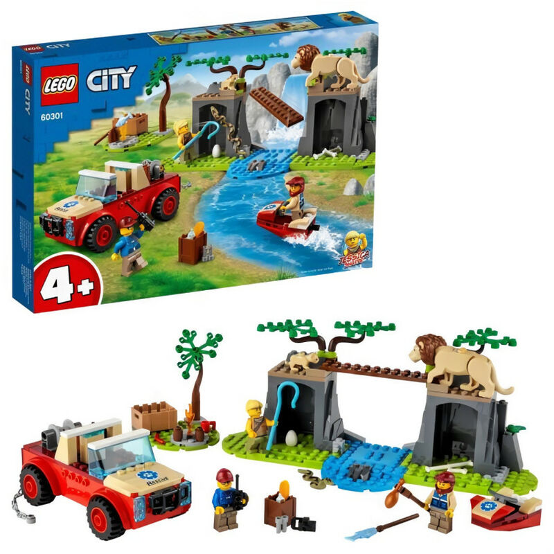 60301 City Wildlife Le tout-terrain de sauvetage des animaux sauvages, jouet voiture tout terrain avec figurines - Lego