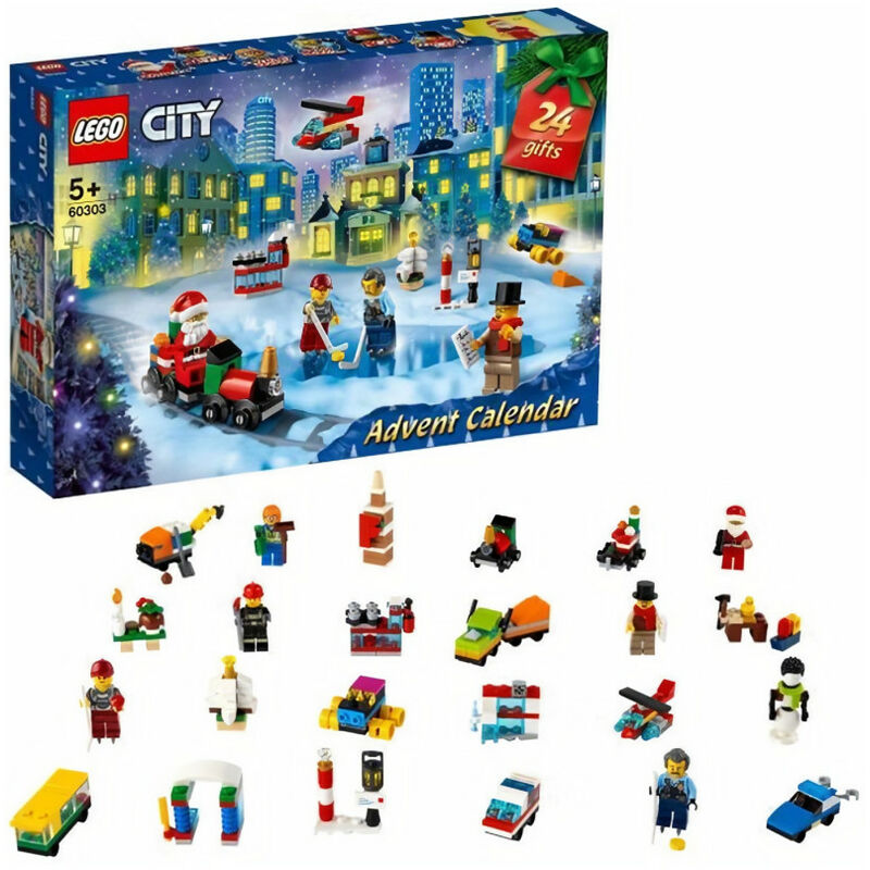 60303 City Calendrier de l'Avent Jouet 2021, Mini-Jouets a Collectionner, Enfants des 5 Ans, avec Tapis et Minifigures - Lego
