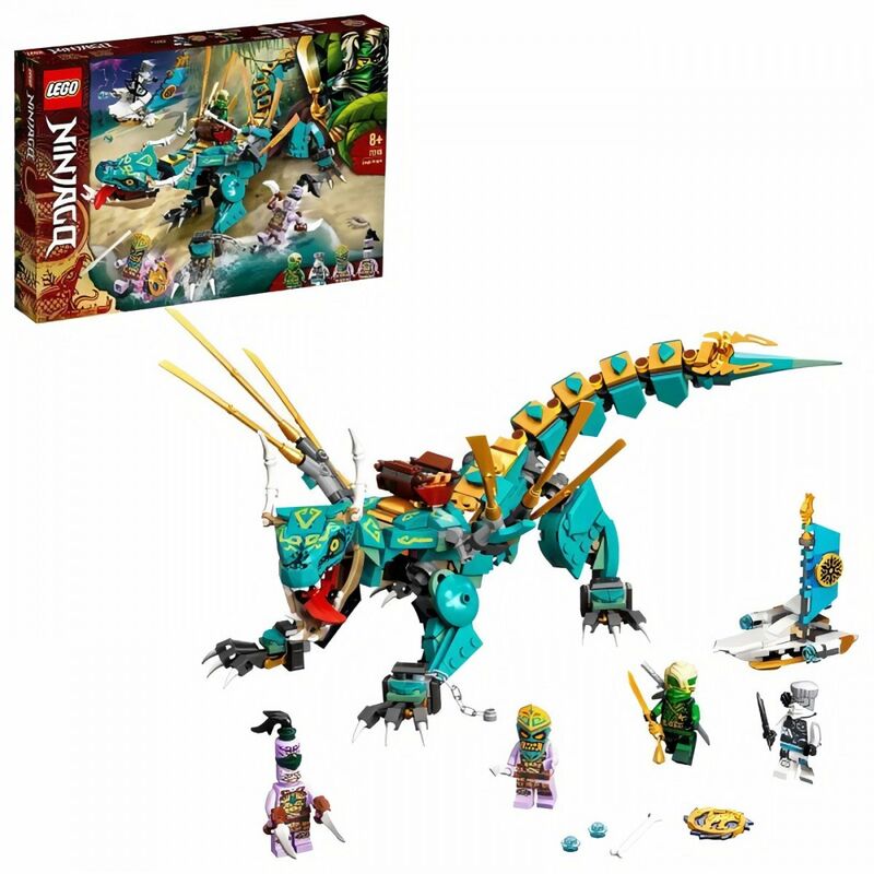LEGO 71746 NINJAGO Le Dragon de la Jungle Jeu de Construction avec Les Minifigurines Ninja Lloyd et Zane, Enfant de 8 Ans et +