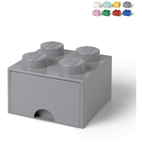 LEGO Brick Schubladenbox mit 4 Knöpfen - Grau