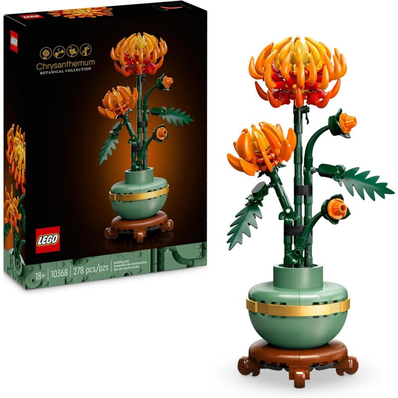 LEGO Icon Chrysanthème - Fleur artificielle décorative - Ensemble de construction de détente et d'activités créatives pour les adultes qui aiment les