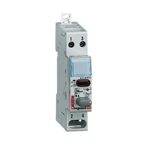 Legrand 004464 Interrupteur Poussoir Lexic - dble fonct - 20A - 250V - 1 NF+voyant rouge