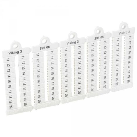 Legrand 039506 - Plaque repères bloc jonction Viking 3 - lect horiz - pas 5 - chiffres 11 à 20