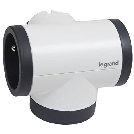 Legrand 049437 Presa multipla rotante 2x2P+T laterali 16A 3680W con USB Type-A e Type-C - bianco e grigio scuro