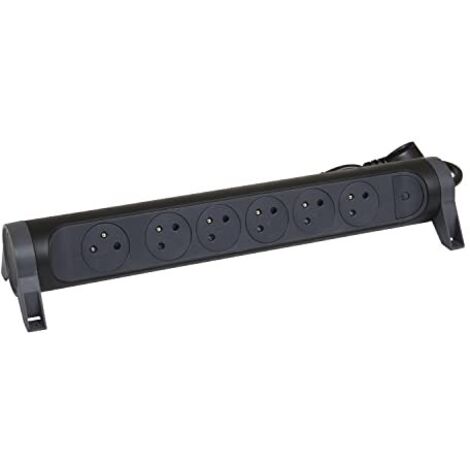 Legrand 049456 Prolunga multipresa con blocco rotante di 6 prese 2P+T Surface , interruttore e cavo lunghezza 1,5m