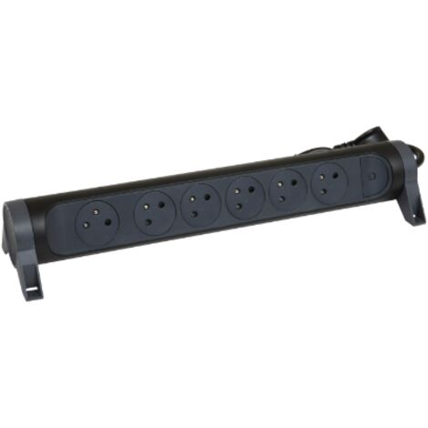 Legrand 049456 Steckdosenverlängerung mit Drehblock 6-fach 2P+T Surface , Schalter und Kabel Länge 1,5m