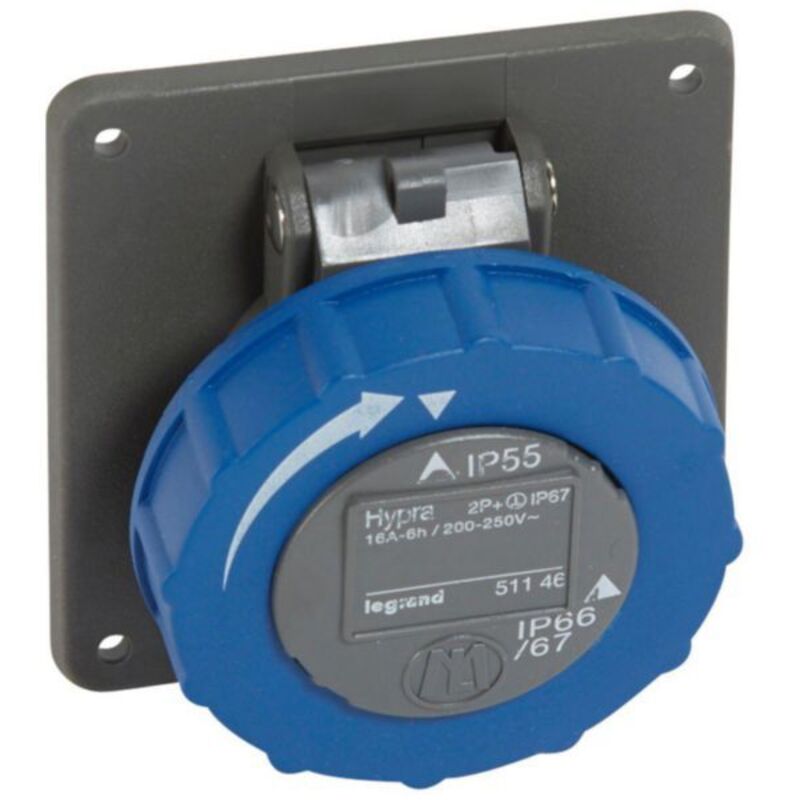 Prise à entraxes unifiés Hypra IP66/67-55 - 200V à 250V - 2P+T - plastique Legrand