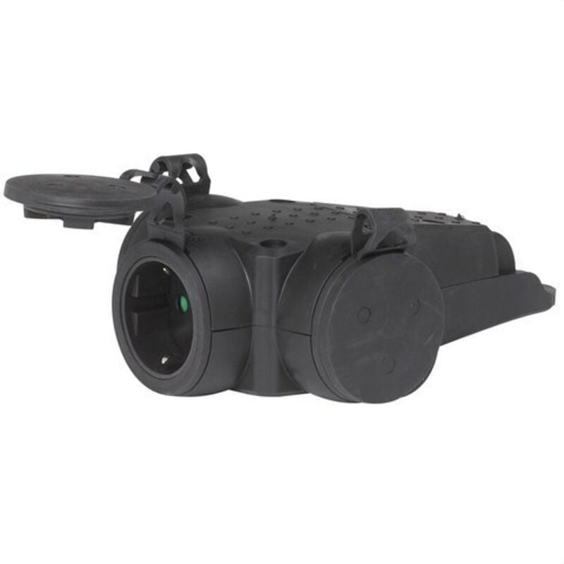 Legrand - 051366 Base à air triple 2P + tt en caoutchouc noir