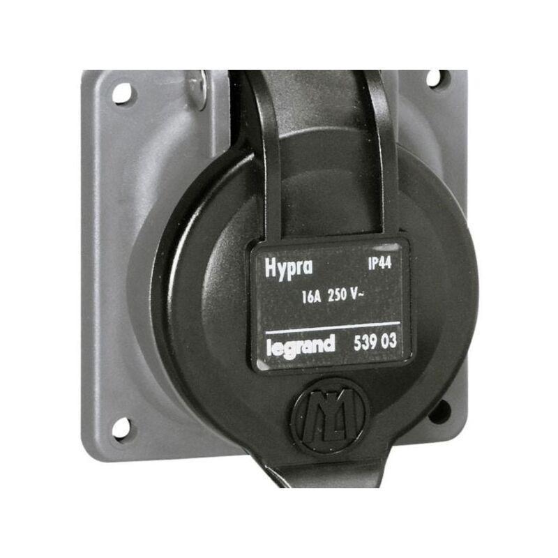 Prise de courant fixe 2P+T à brochage domestique Hypra IP44 - 250V - plastique - 053903