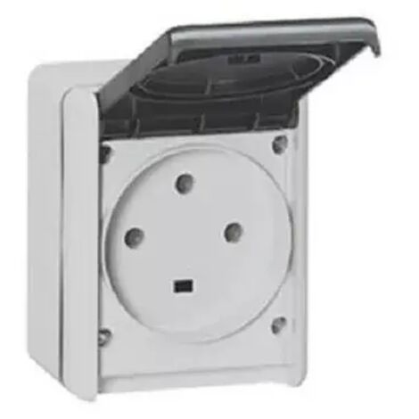 Legrand 055875 - Base stagna da parete Plexo 32 A - 3P+T - IP44-IK08 - otturatore - 96x119 - grigio