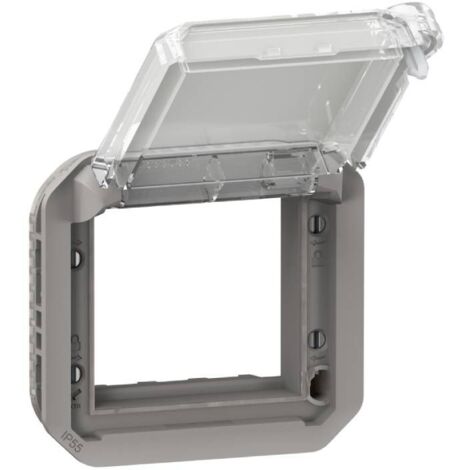 Legrand 069579L Adaptateur Plexo verrouillable à volet transparent pour Mosaic - composable gris