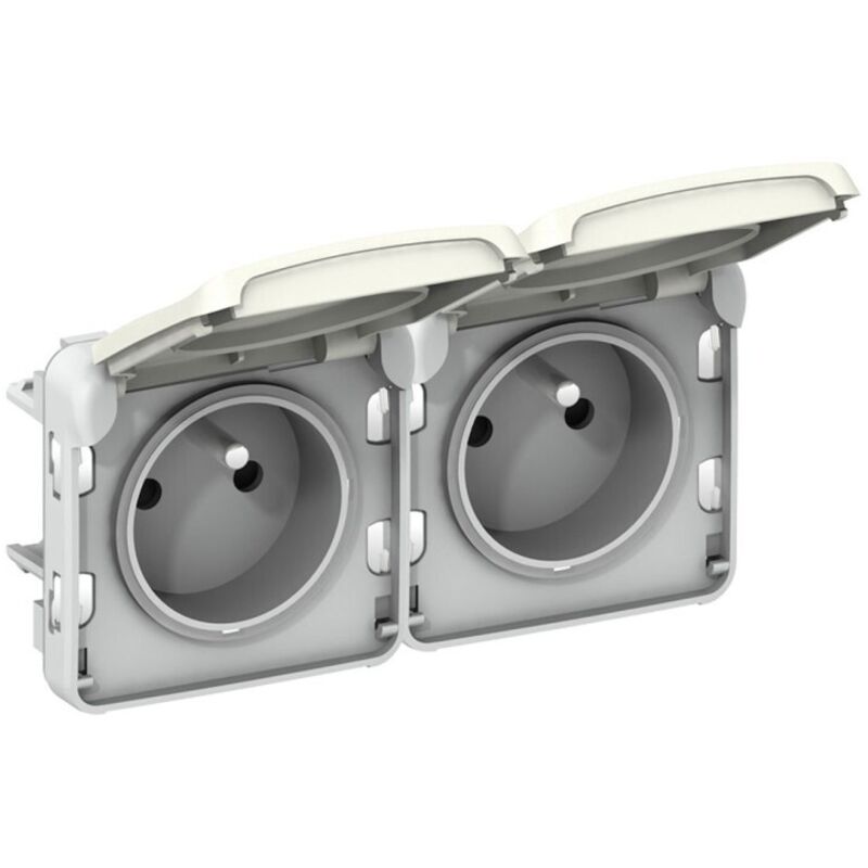 Legrand 069643 Double plug 2P+T prewired vertical Plexo composable IP55 16A 250V -white