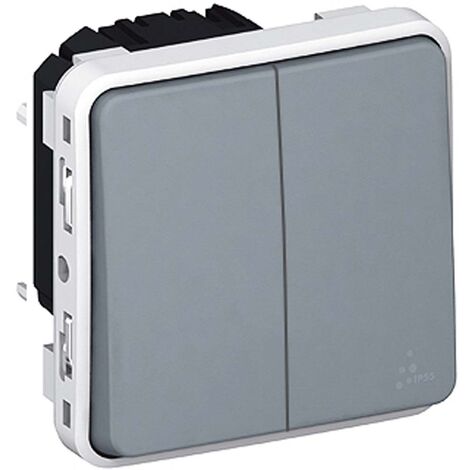 Legrand  069925 Double interrupteur ou va-et-vient Plexo - Gris