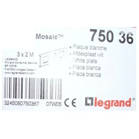 Legrand 075036 Plaque Enjoliveur 3 x 2 Modules - Mosaïc - Blanc