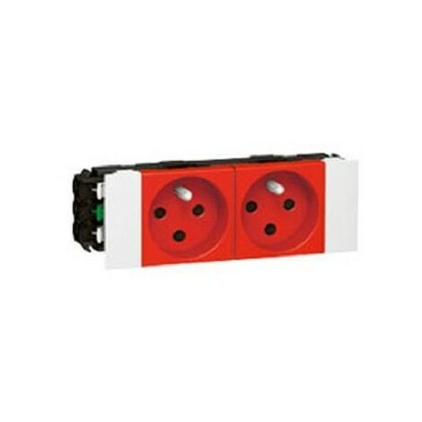 Legrand 077122 - Presa per canale a clip diretta Prog Mosaic - 2x2P+T cifrata - 4 mod - rosso