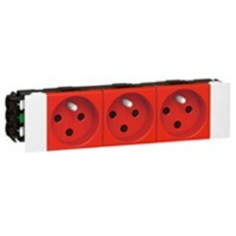 Legrand 077123 Prise 3x2P+T à détrompage Mosaic Soluclip goulotte clippage direct 6 modules