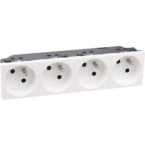 Legrand 077144 - Prise multi supports Prog Mosaic - 4x2P+T à 45° - bornes auto - 8 mod - blanc
