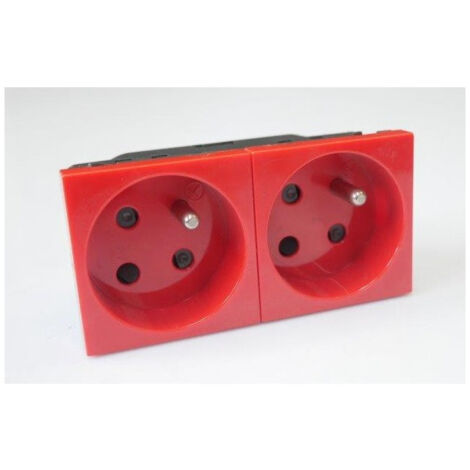 Lot De 3 Prises électriques LEGRAND MOSAIC 45 - 2P+T, Couleur Rouge, Référence 74195, Occasion