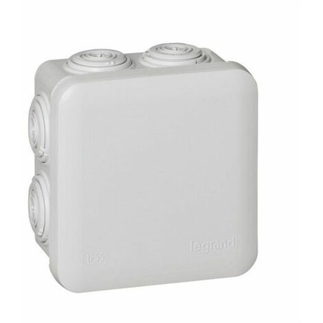 LEGRAND 092012  Caja plexo cuadrada con 7 conos IP55/IK07 80x80x45mm con tapa opaca a presión fabricada en termoplástico color