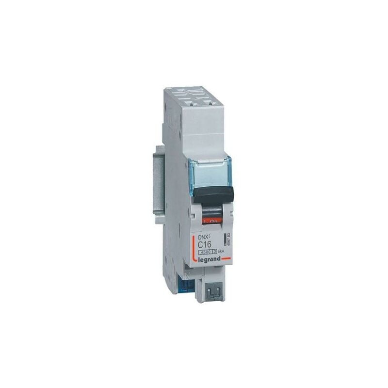 Legrand Disjoncteur Phase+Neutre DNX³4500 6kA arrivée et sortie borne automatique - 1P+N 230V 16A courbe C - 1 module