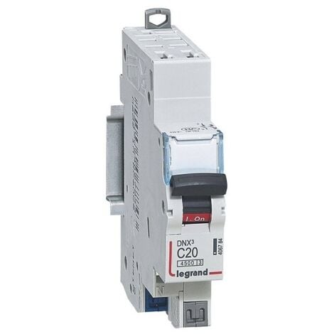 Legrand 406784 Circuit breaker dnx3 4500 - auto/auto - u+n 230v 20A 6ka curve C - departure