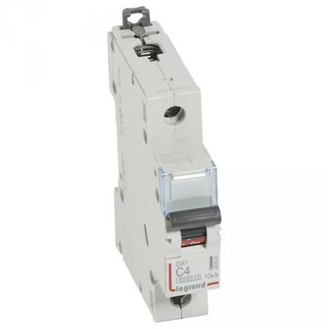Legrand 407649 Disjoncteur dx≥ 6000 - vis/vis - 1P 230/400V 4A 10kA - courbe C - protect départ
