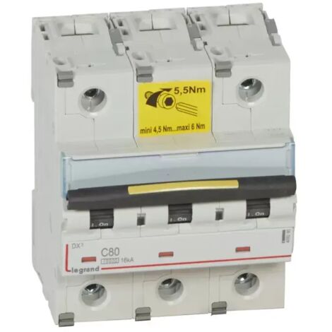 Legrand 409280 Disjoncteur dx≥ 10000 - vis/vis - 80A 3P 400V 16kA courbe C - départ - Peigne hx≥ trad 3p