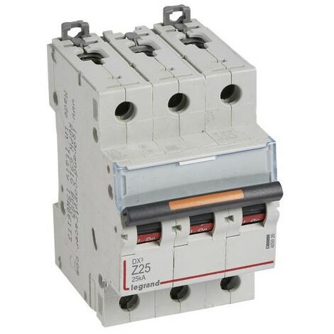 Legrand 409926 Disjoncteur dx≥ 25ka - courbe Z - 3P 400v 25A - vis/vis - 3 Modules
