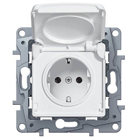 Legrand 664747 prise Schuko IP44 blanche intérieure extérieure