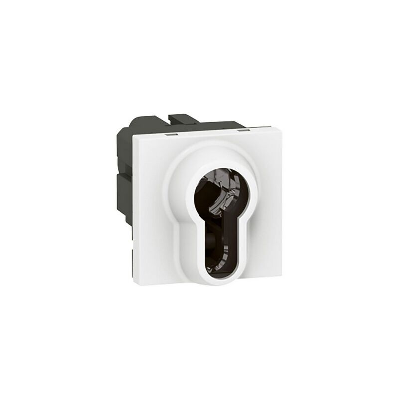 Poussoir à clé Mosaic 2 modules avec 3 positions par inverseur avec position arrêt 6A 250V blanc Legrand 077075