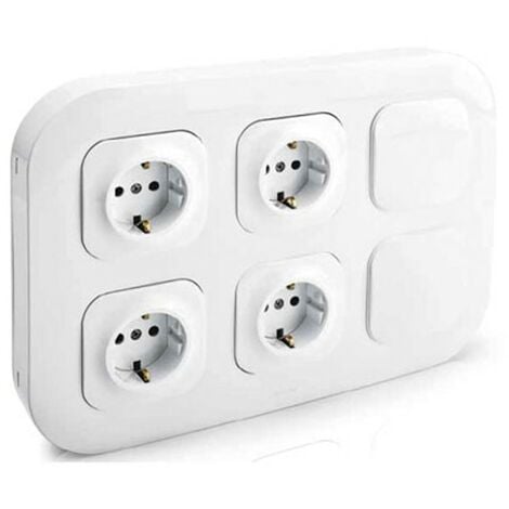 Legrand, 782497 Base de Enchufes de pared 4 tomas y 2 tapas ciegas , Forix, color blanco
