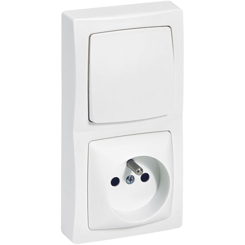 Legrand - Interrupteur avec 2P+T montage vertical complet Appareillage saillie - Blanc